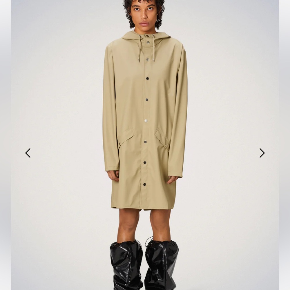 RAINS long Rain Coat Unisex Size Small in Wood New with Tags